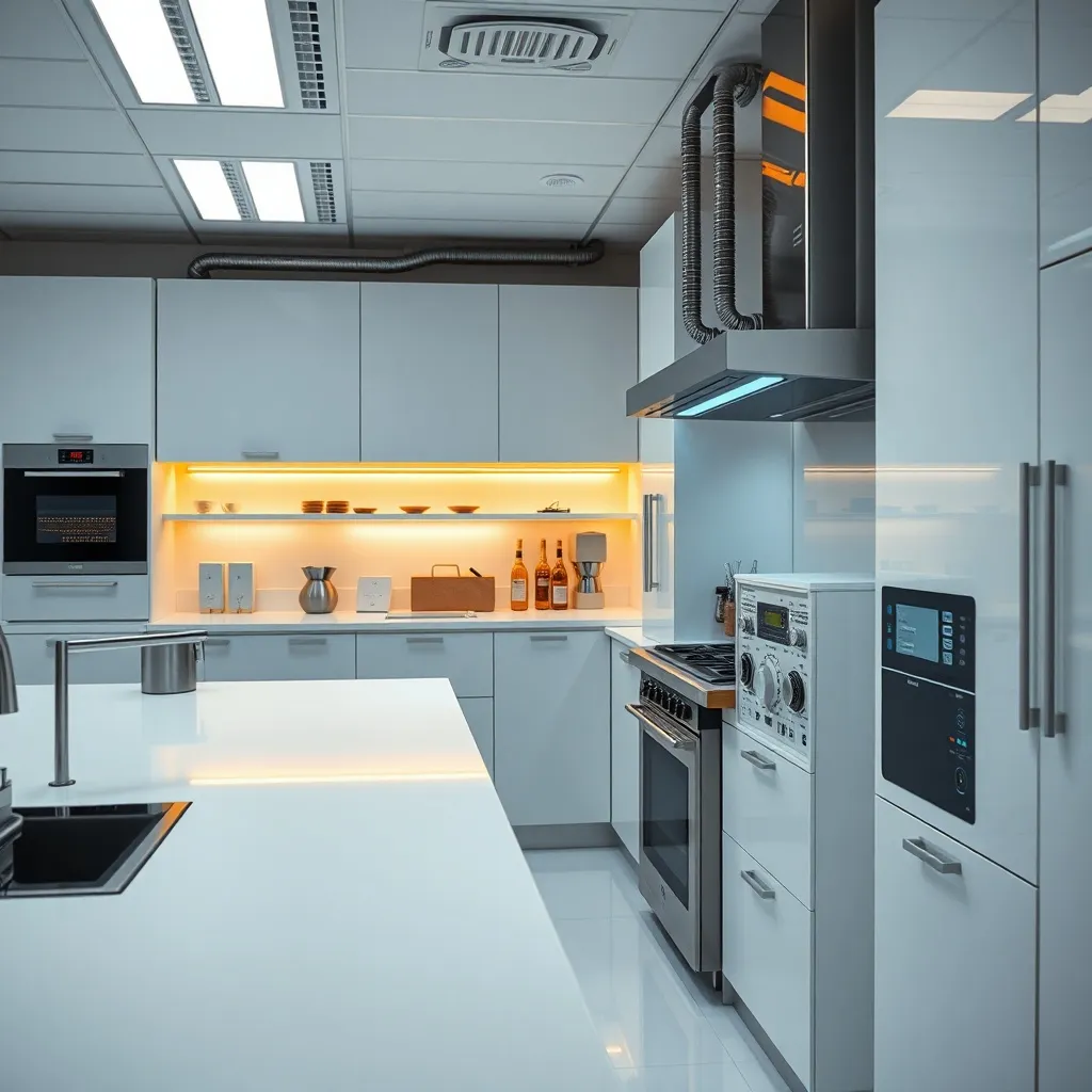 A high-tech minimalist laboratory setting with modern energy