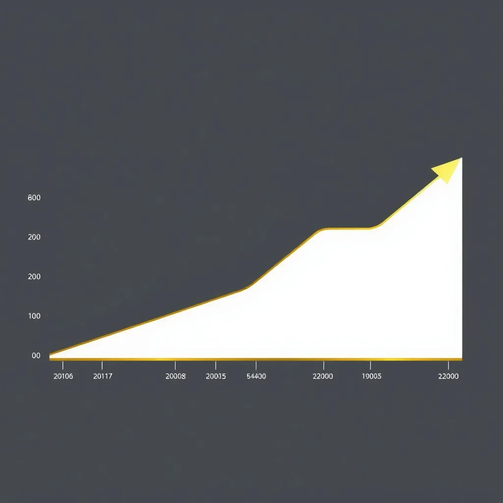 A clean minimalist chart showing growth of savings over time